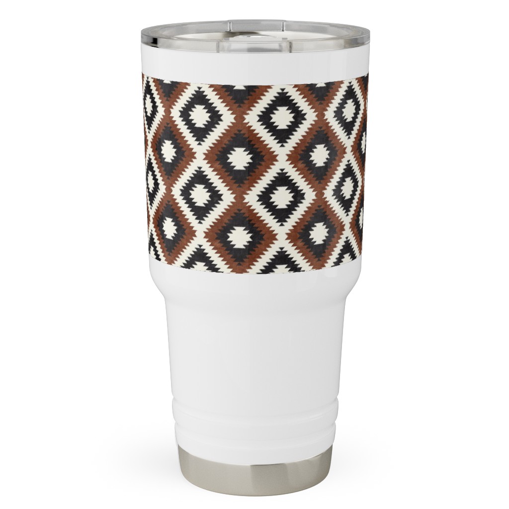 Aztec Travel Tumbler, 30oz, Brown, Silver Lining