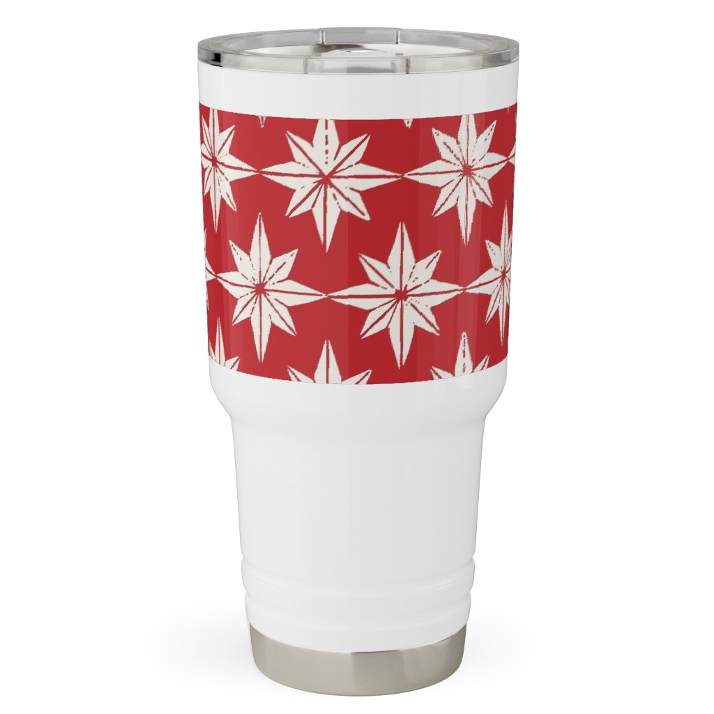 Christmas Star Tiles Travel Tumbler, 30oz, Red