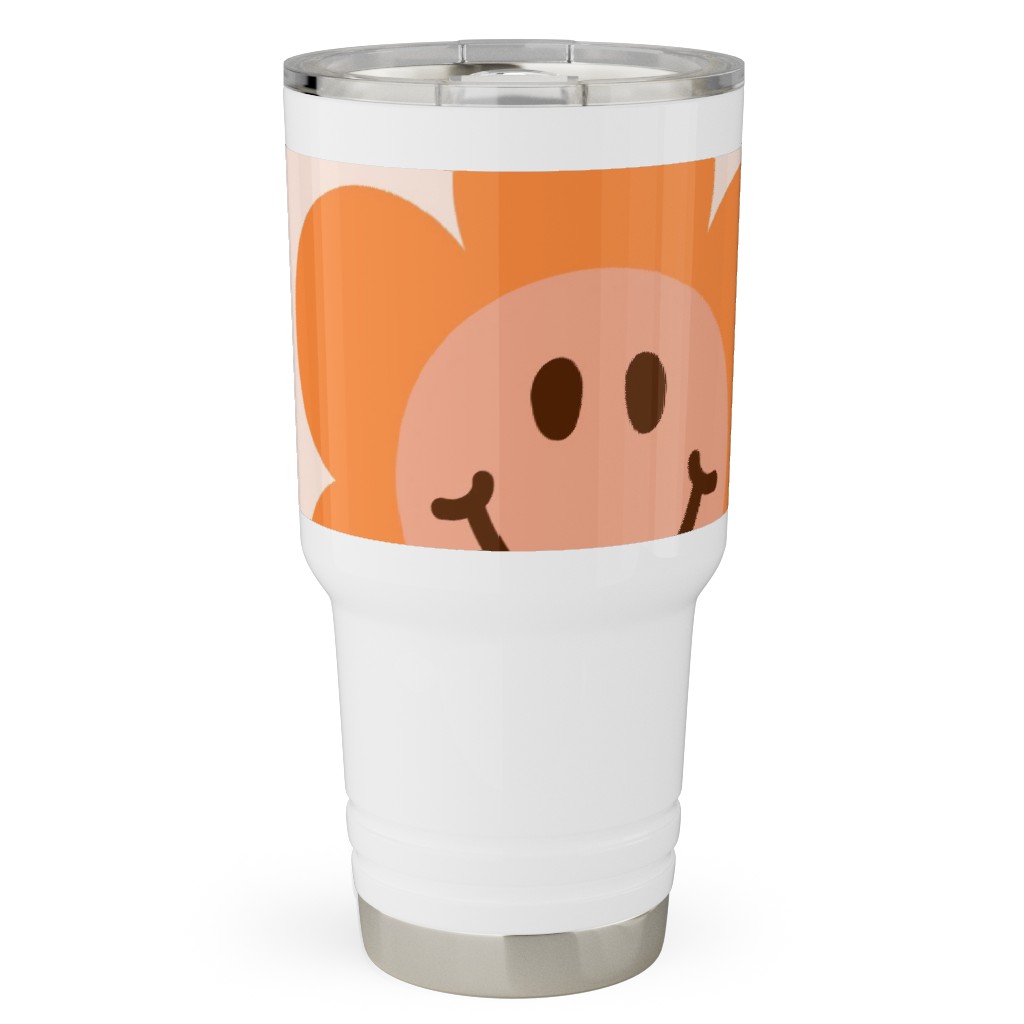 Smiley Floral - Orange Travel Tumbler, 30oz, Orange