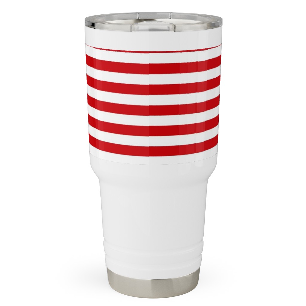Horizontal Stripe Travel Tumbler, 30oz, Red