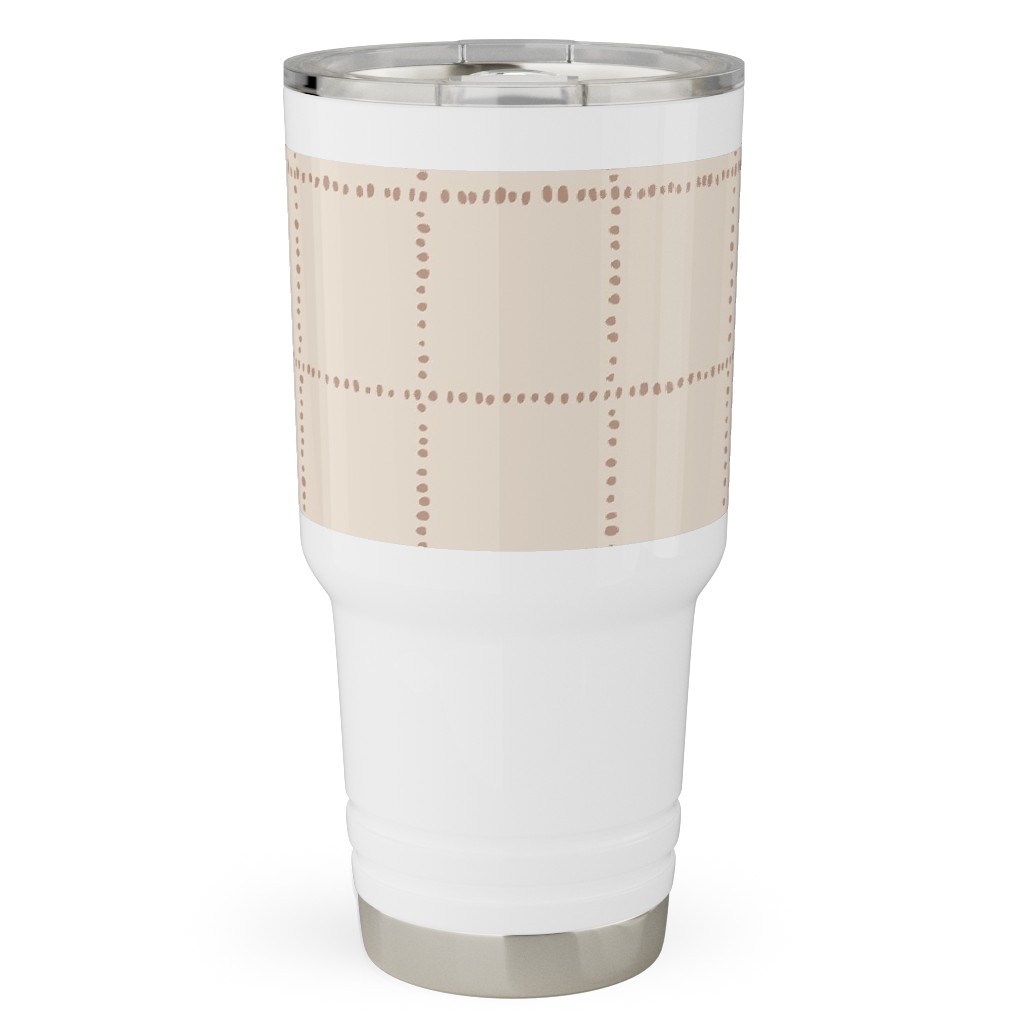 Soul Garden Cuadricula Playa- Beige Travel Tumbler, 30oz, Beige, Pearl