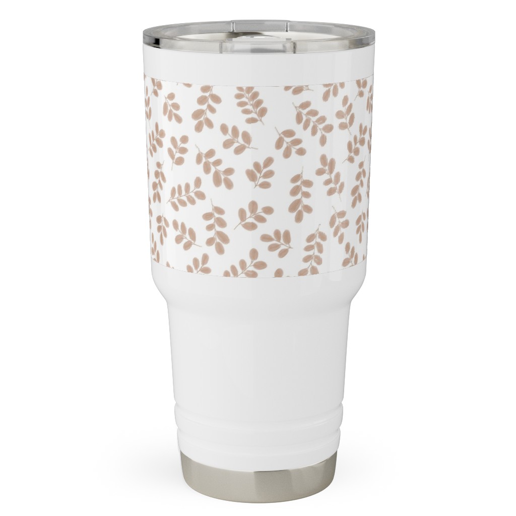 Whimsy Leaves - Dusty Travel Tumbler, 30oz, Beige