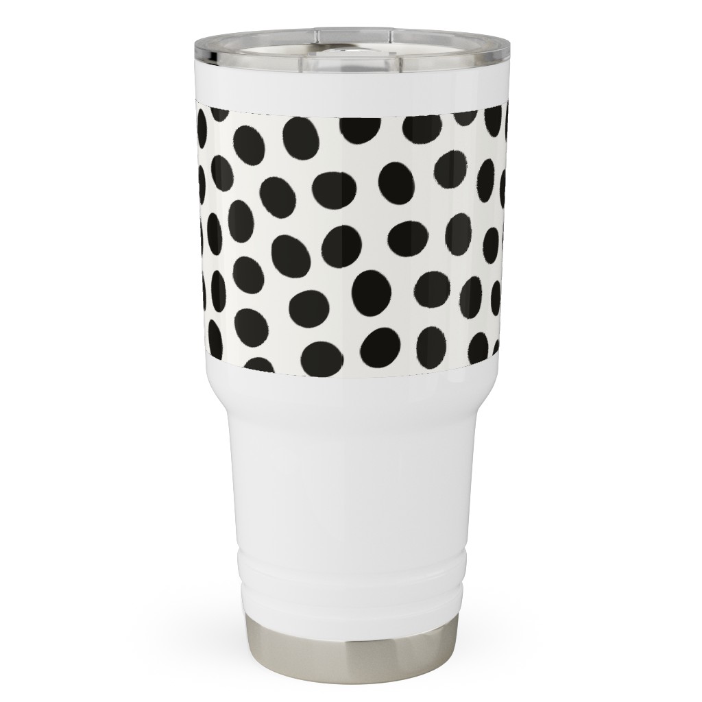 Dots - Black and White Travel Tumbler, 30oz, White