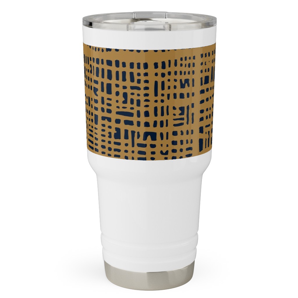 Linen Texture - Mustard Travel Tumbler, 30oz, Yellow