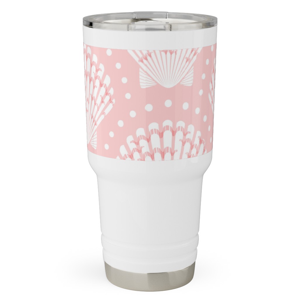 Pretty Scallop Shells - Pink Travel Tumbler, 30oz, Pink