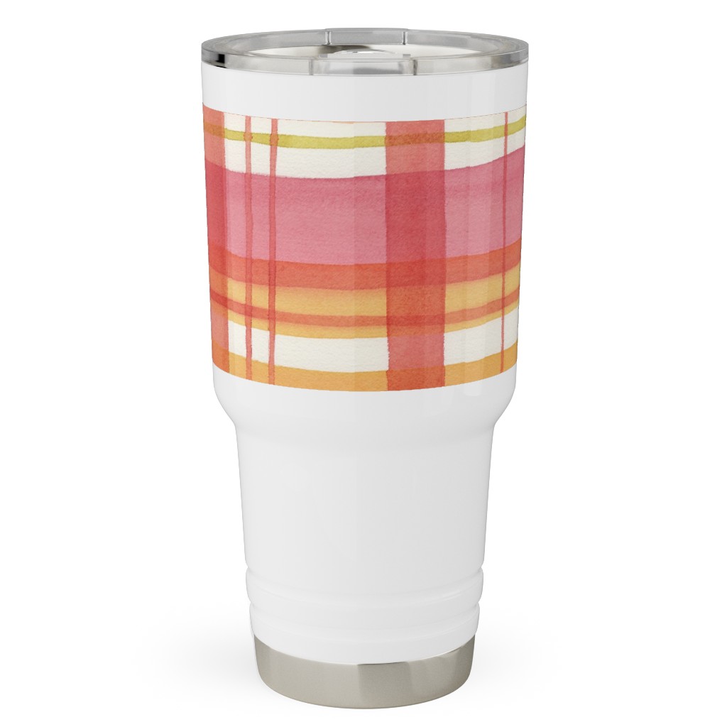 Summer Plaid Travel Tumbler, 30oz, Multicolor