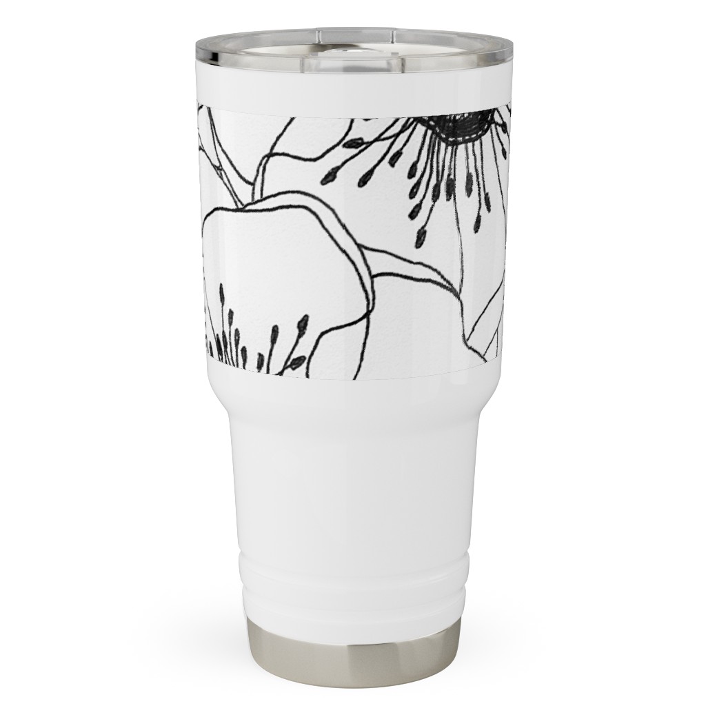 White Anemones - Neutral Travel Tumbler, 30oz, White