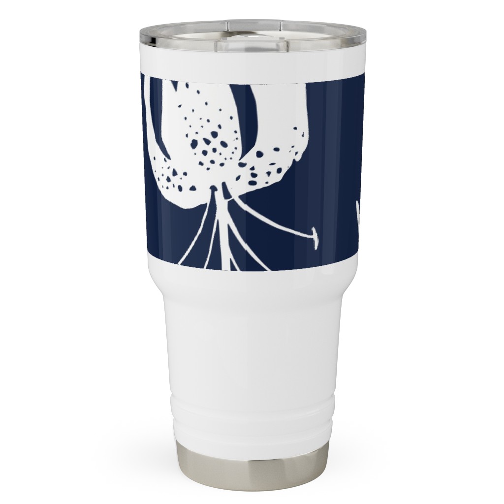 Lily Stripe - Blue Travel Tumbler, 30oz, Blue, True Blue