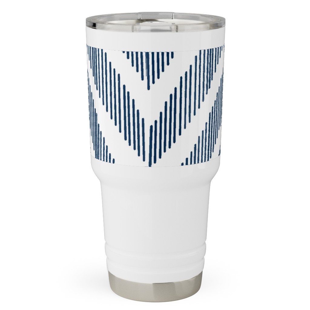 Ikat - Navy Travel Tumbler, 30oz, Blue, True Blue