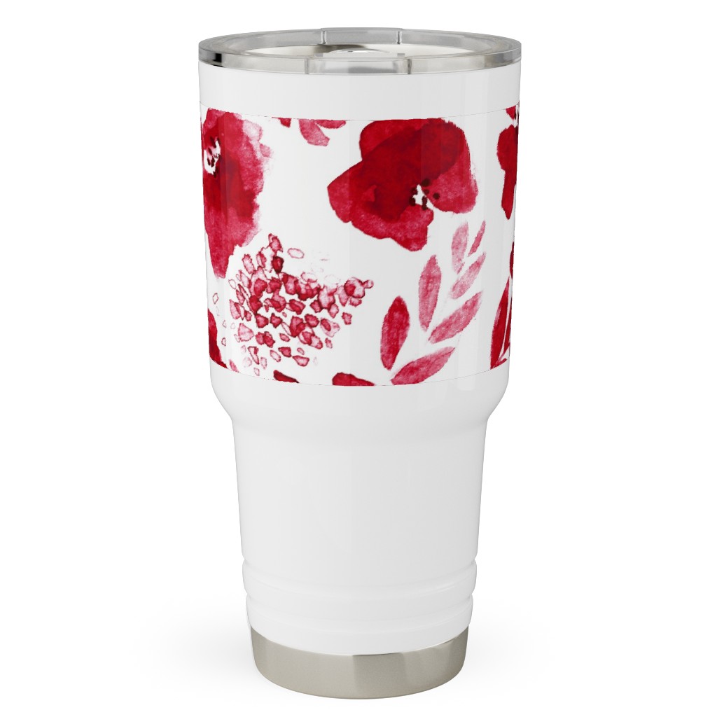 Floret Floral - Red Travel Tumbler, 30oz, Red