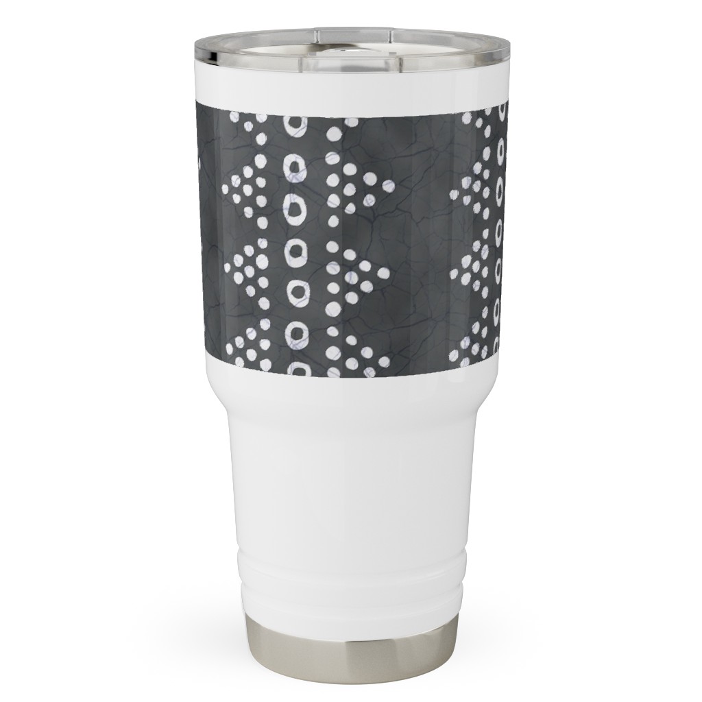 Batik Triangle Stripe - Earth Smoke Travel Tumbler, 30oz, Gray