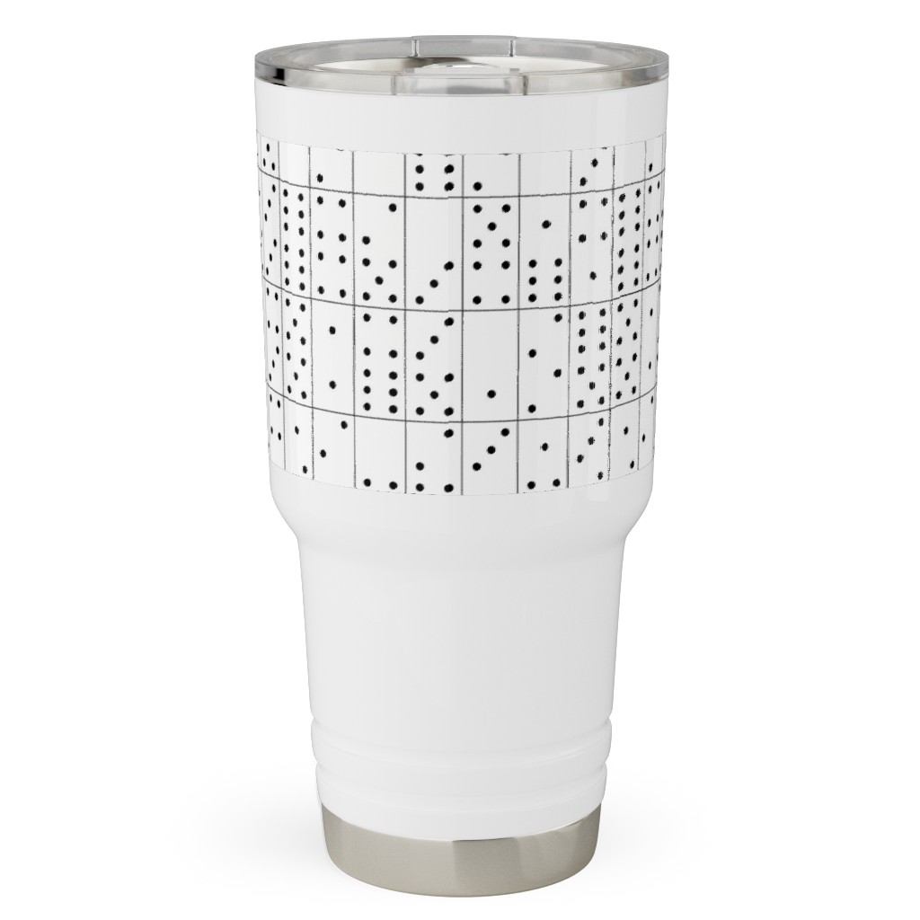 Domino Universe - Black and White Travel Tumbler, 30oz, White