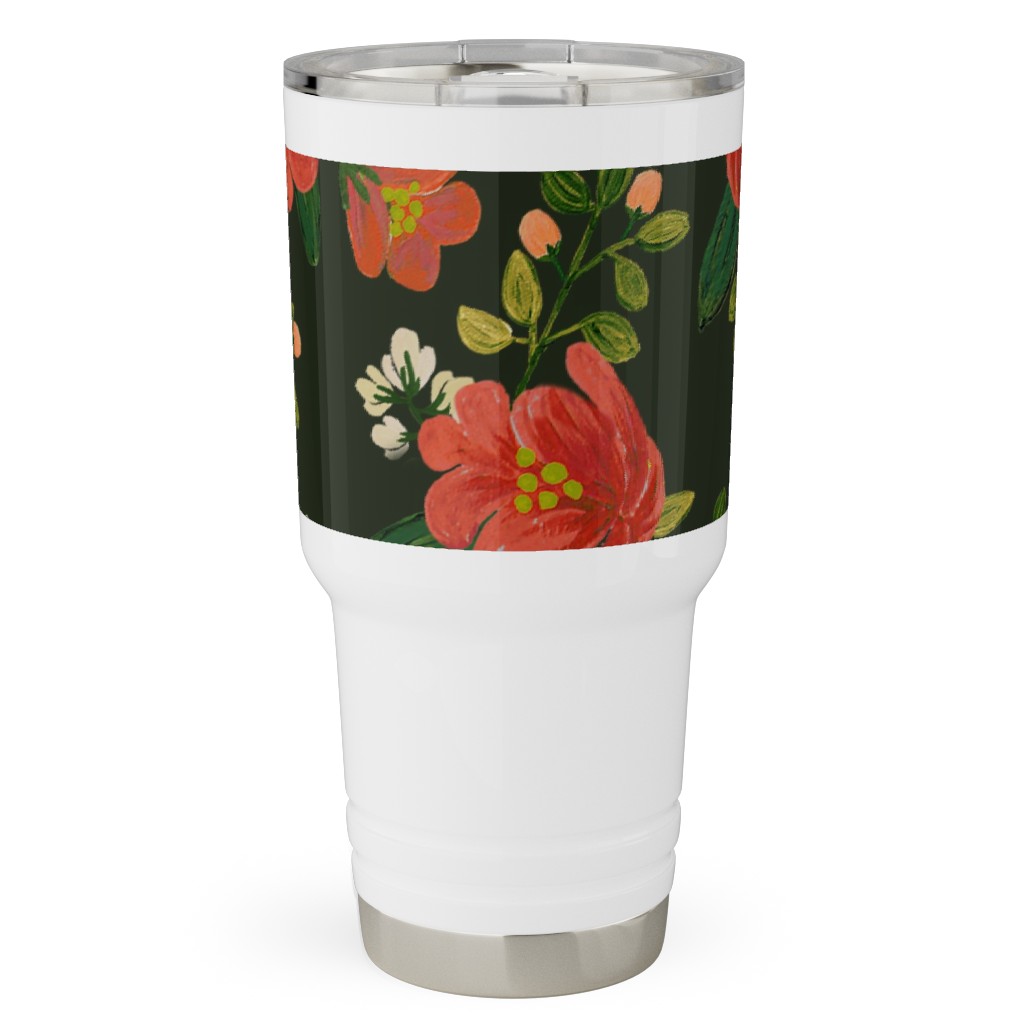 Holiday Floral Travel Tumbler, 30oz, Green