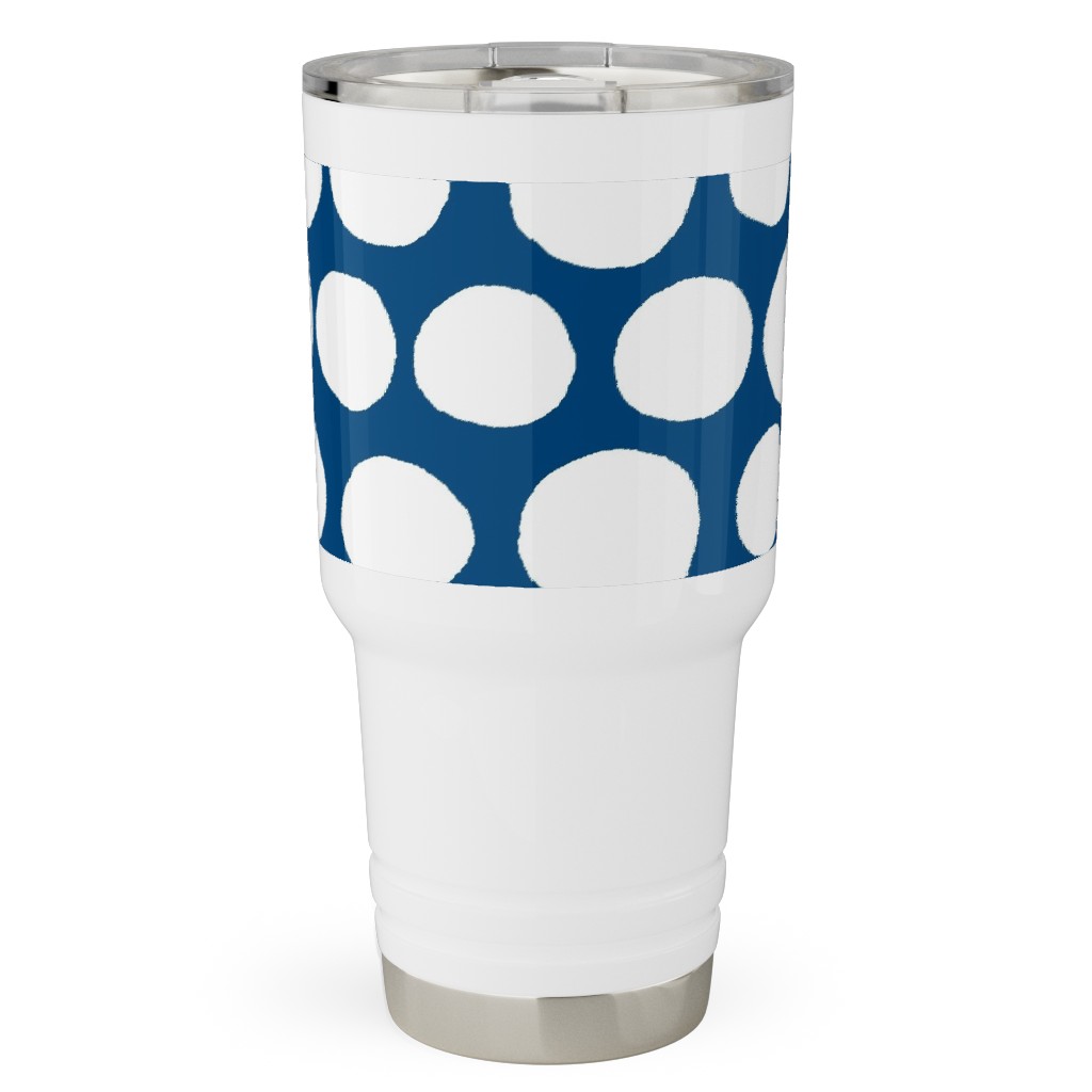 Jumbo Peas - Deep Blue and White Travel Tumbler, 30oz, Blue