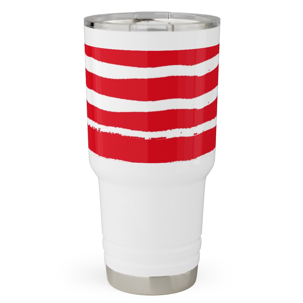 Painted Stripes - Red Travel Tumbler, 30oz, Red, Red