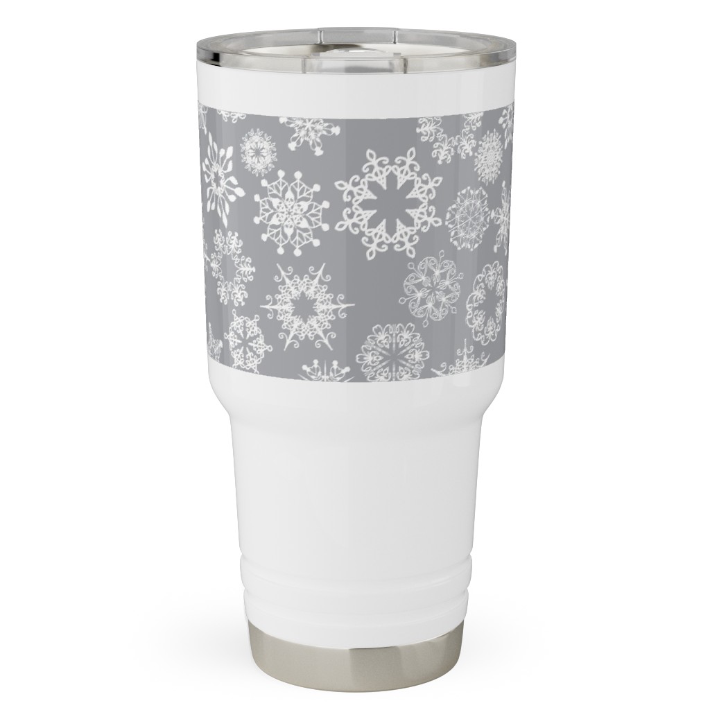 Snowflake Silver Travel Tumbler, 30oz, Gray, Gray