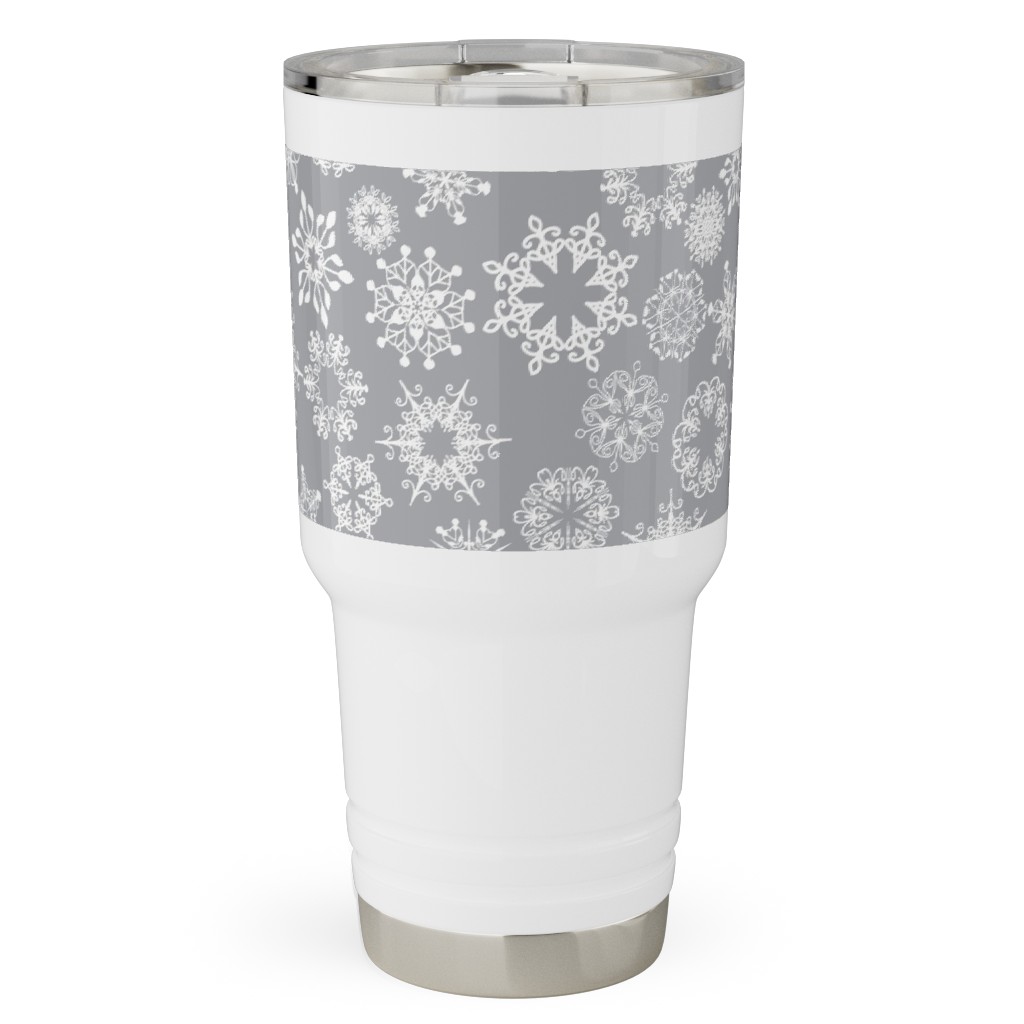 Snowflake Silver Travel Tumbler, 30oz, Gray