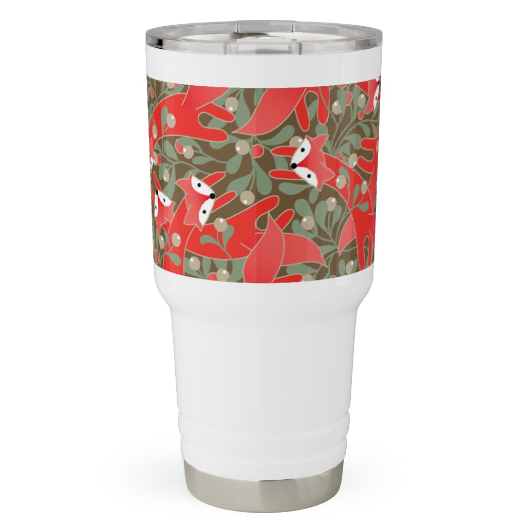 Red Fox Mistletoe Travel Tumbler, 30oz, Red, Red