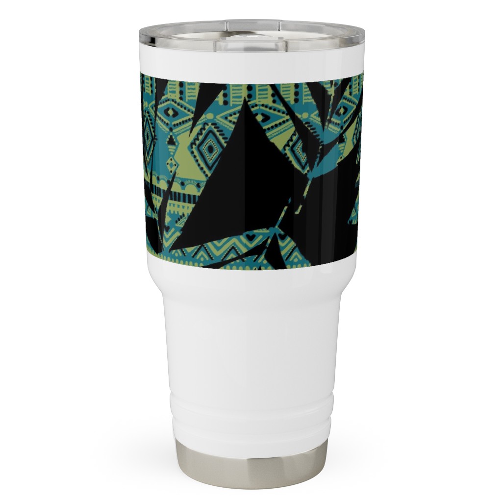 Patterned Palm - Dark Travel Tumbler, 30oz, Black