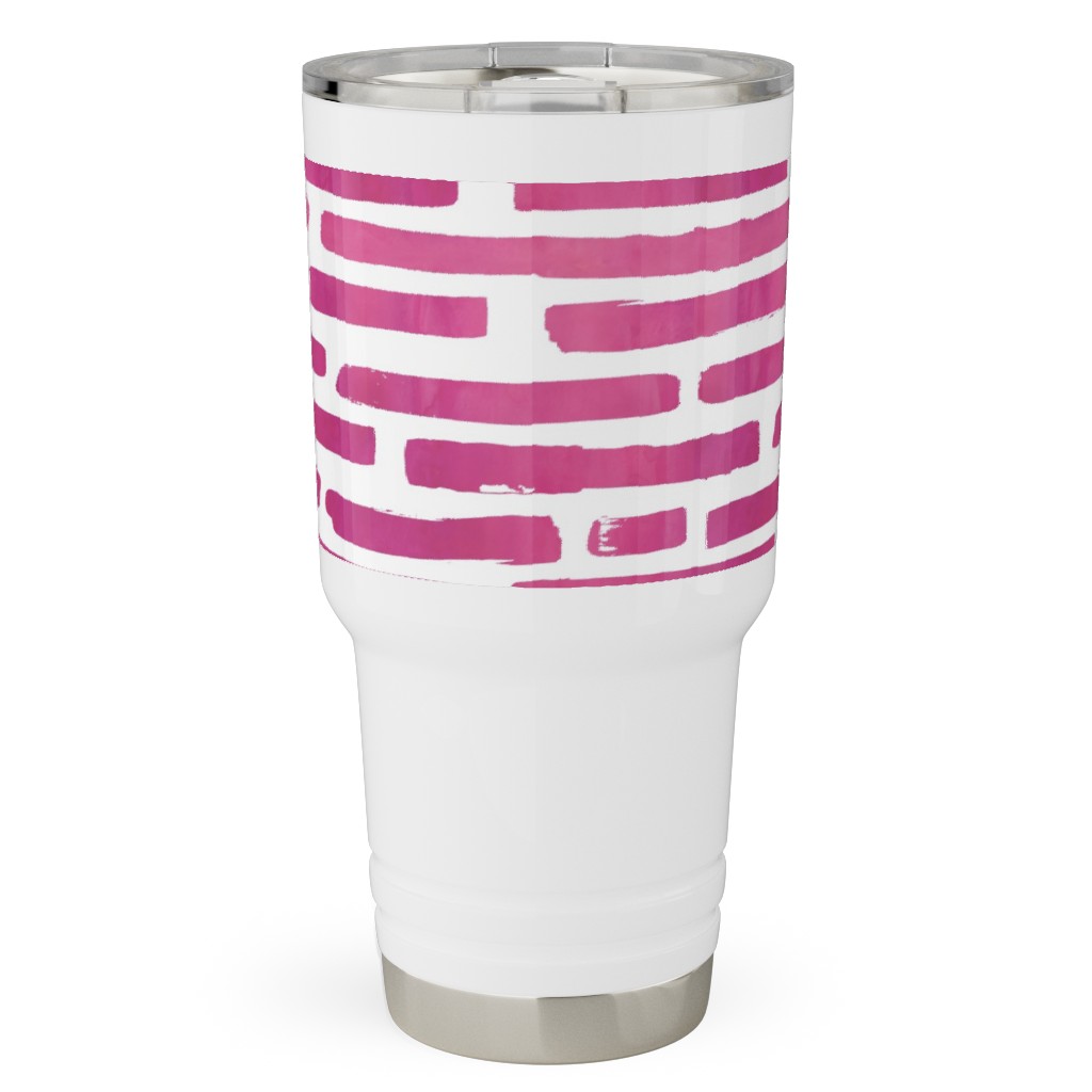 Watercolor Stripes - Berry Travel Tumbler, 30oz, Purple