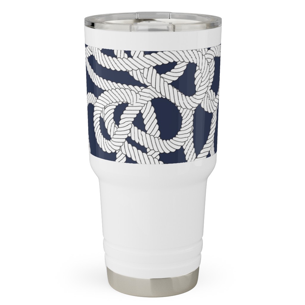Nautical Rope Knots in Navy Travel Tumbler, 30oz, Blue, True Blue