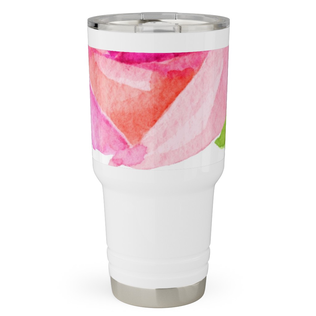 Spring Peonies, Roses, and Poppies - Pink Travel Tumbler, 30oz, Pink