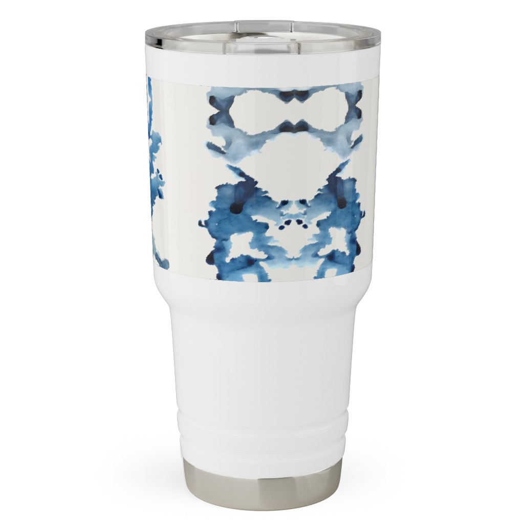 Small Rorschach Stripe - Indigo Blues Travel Tumbler, 30oz, Blue, True Blue