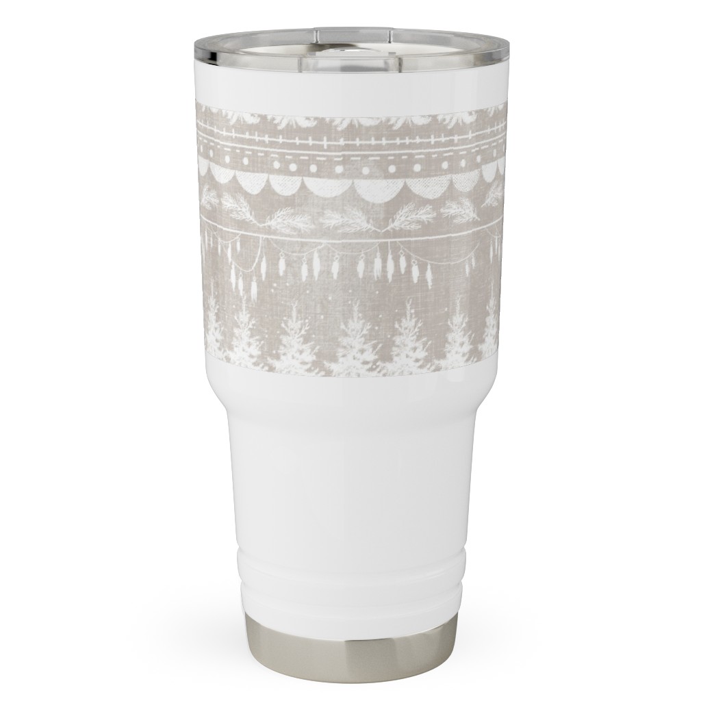 Vintage Christmas Stripe Travel Tumbler, 30oz, Gray