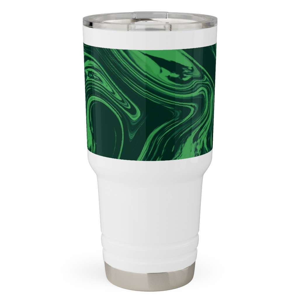Marbled Paper - Deep Emerald Travel Tumbler, 30oz, Green