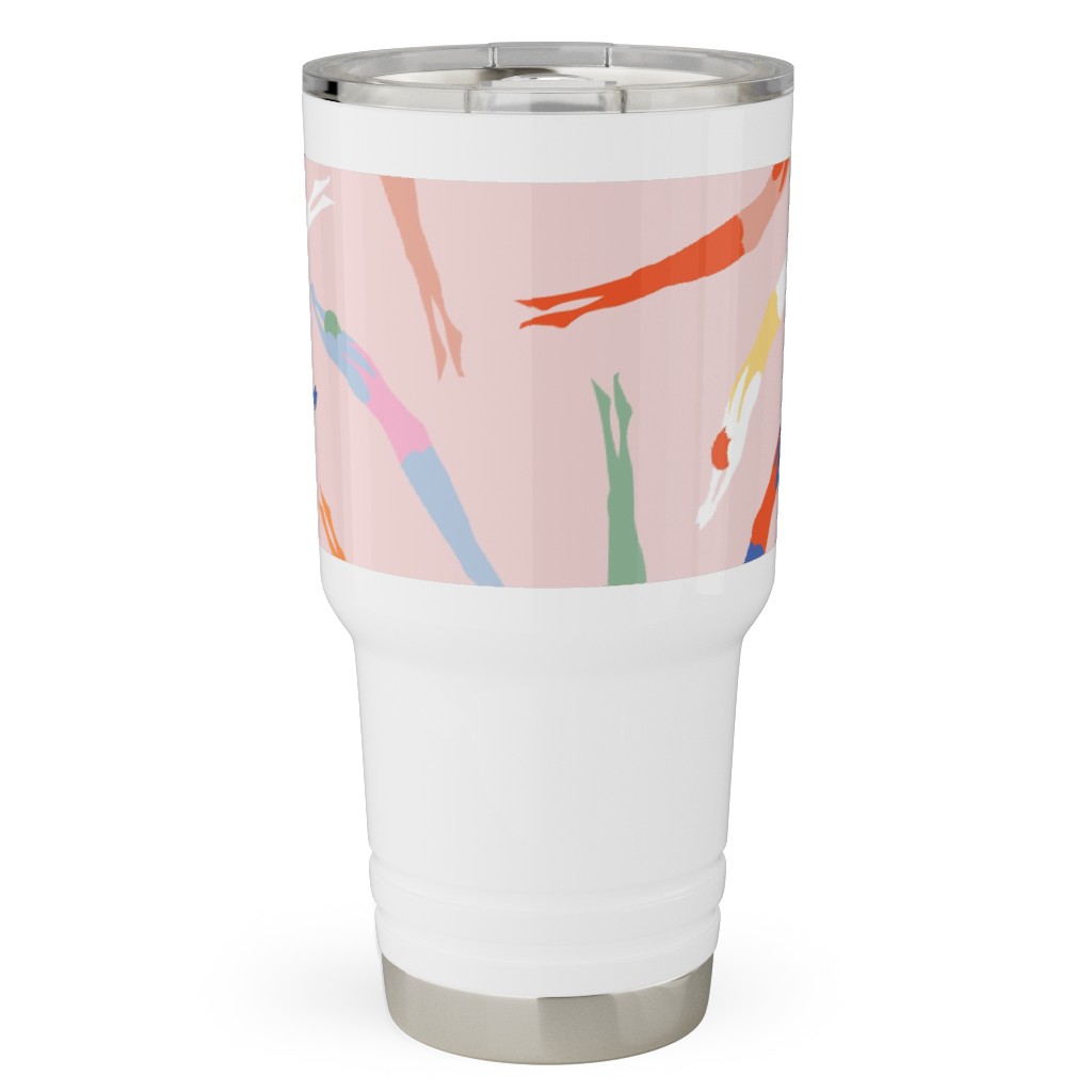 Art Deco Divers - Pink Travel Tumbler, 30oz, Pink