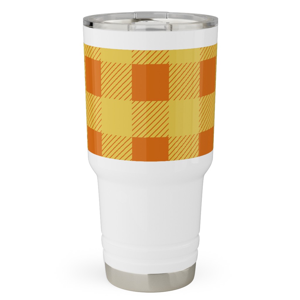 Buffalo Checked Plaid Travel Tumbler, 30oz, Yellow, Marigold