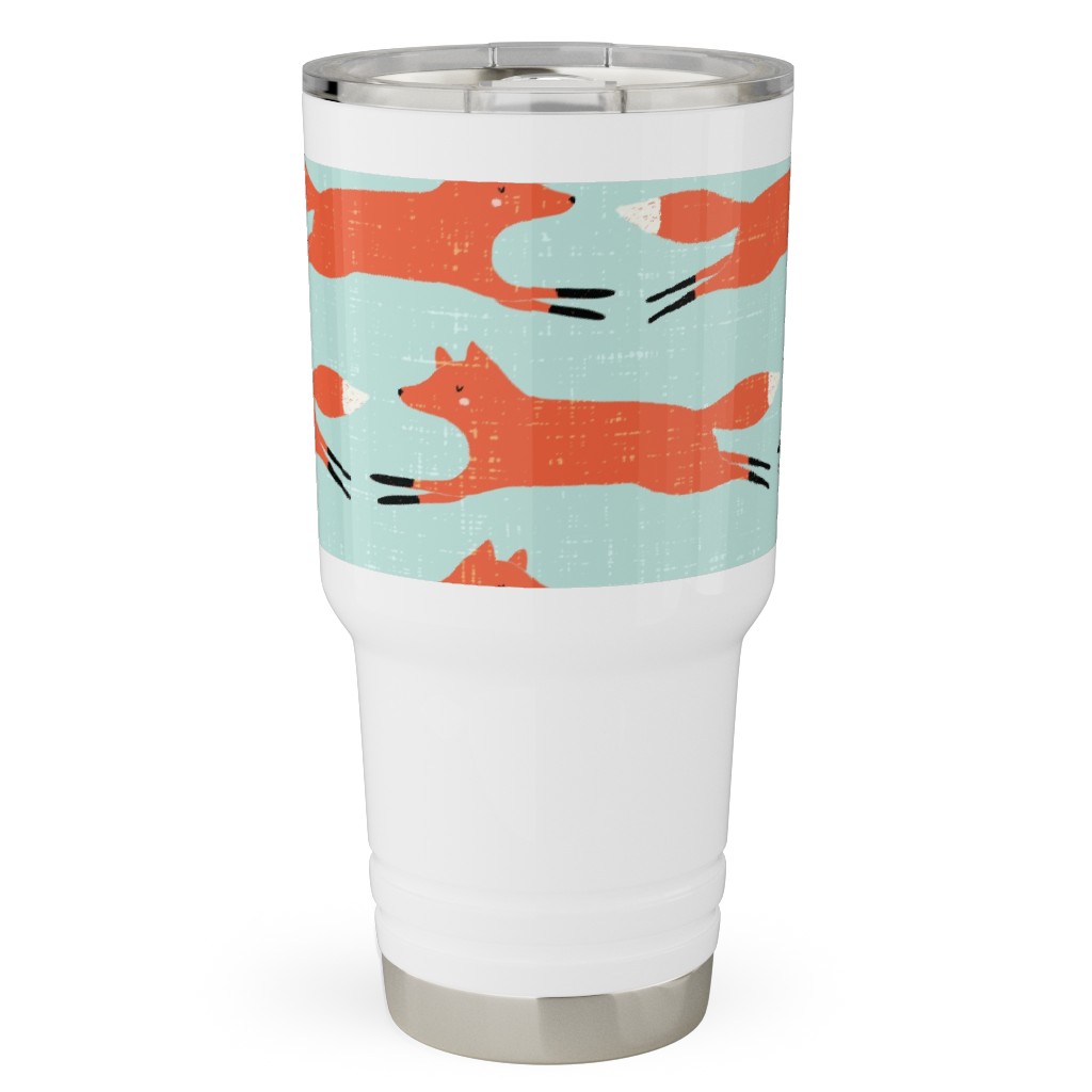 Little Orange Fox - Orange and Green Travel Tumbler, 30oz, Orange