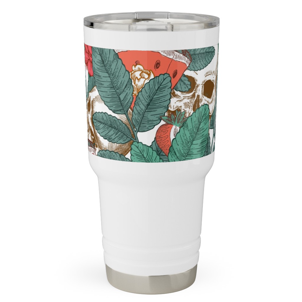 Summer Skull - Multi Travel Tumbler, 30oz, Green, Classic Green