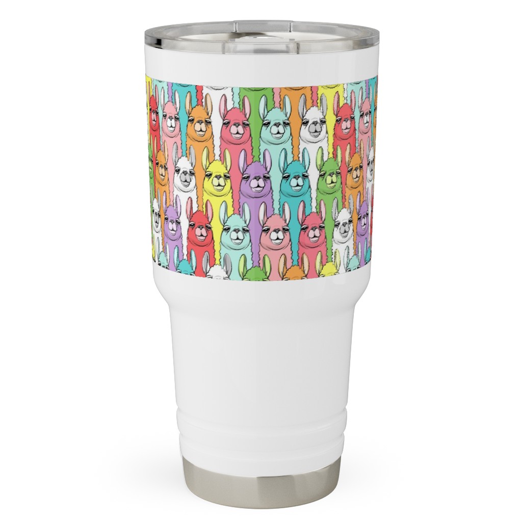 Rainbow Llamas - Multi Travel Tumbler, 30oz, Multicolor