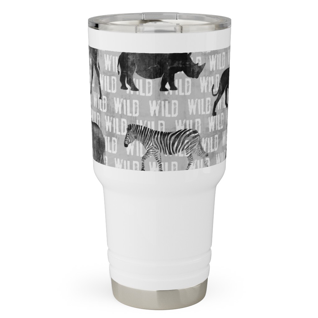 Wild Safari Animals - Grey Travel Tumbler, 30oz, Gray