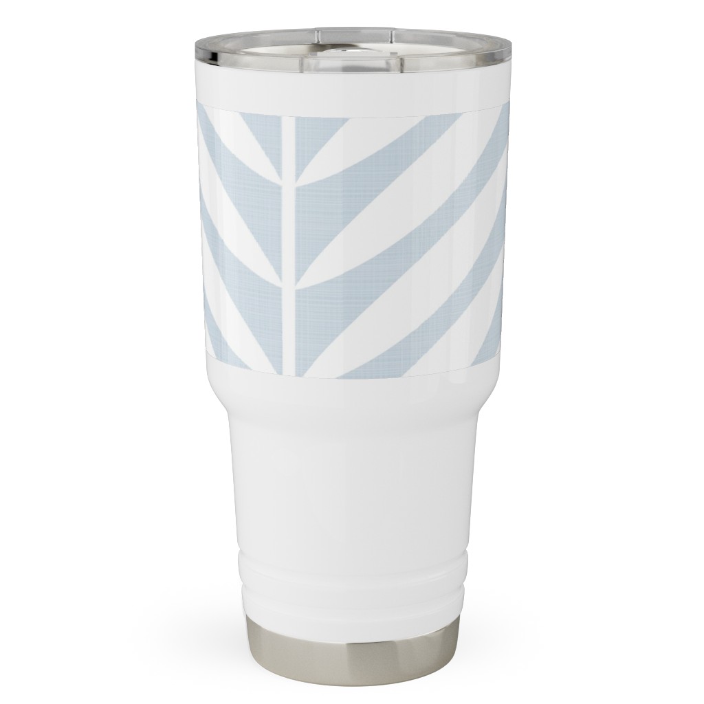 Laurel Leaf Stripe - Light Blue Travel Tumbler, 30oz, Blue