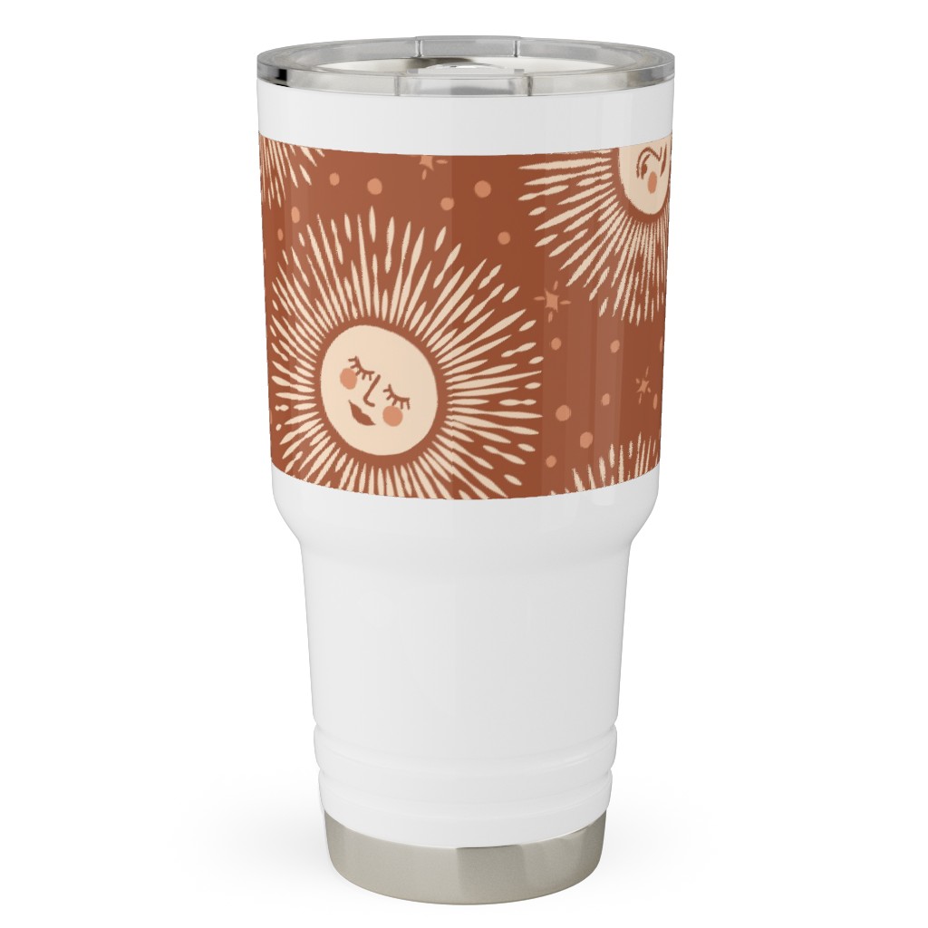 Golden Sun - Multidirectional - Rust Brown Travel Tumbler, 30oz, Orange