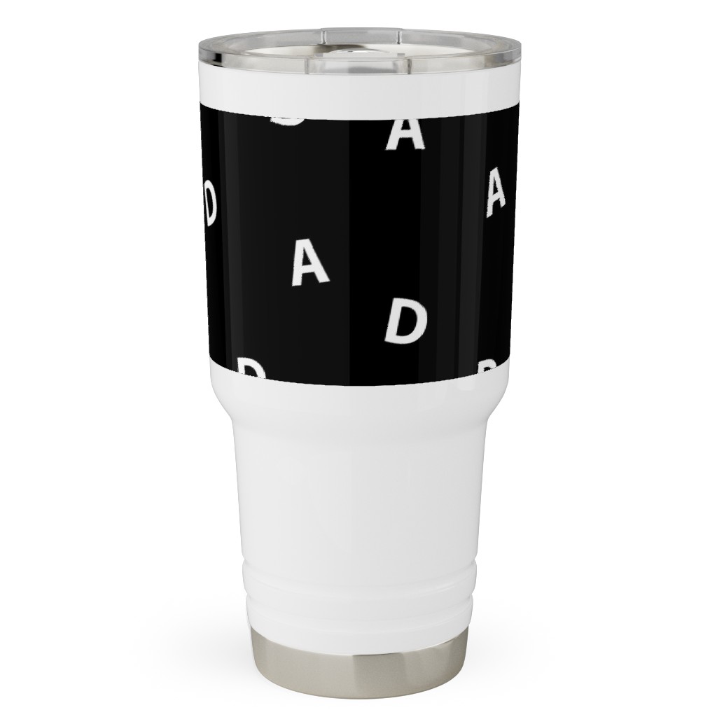 Sweet Dad Typography - Black and White Travel Tumbler, 30oz, Black