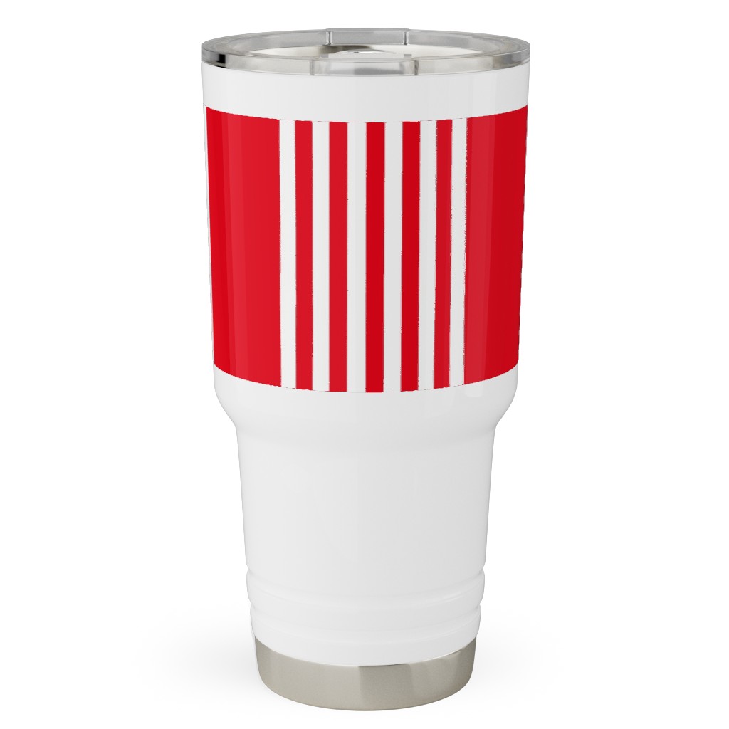 Turkish Stripes Vertical- Canada Day - Red and White Travel Tumbler, 30oz, Red