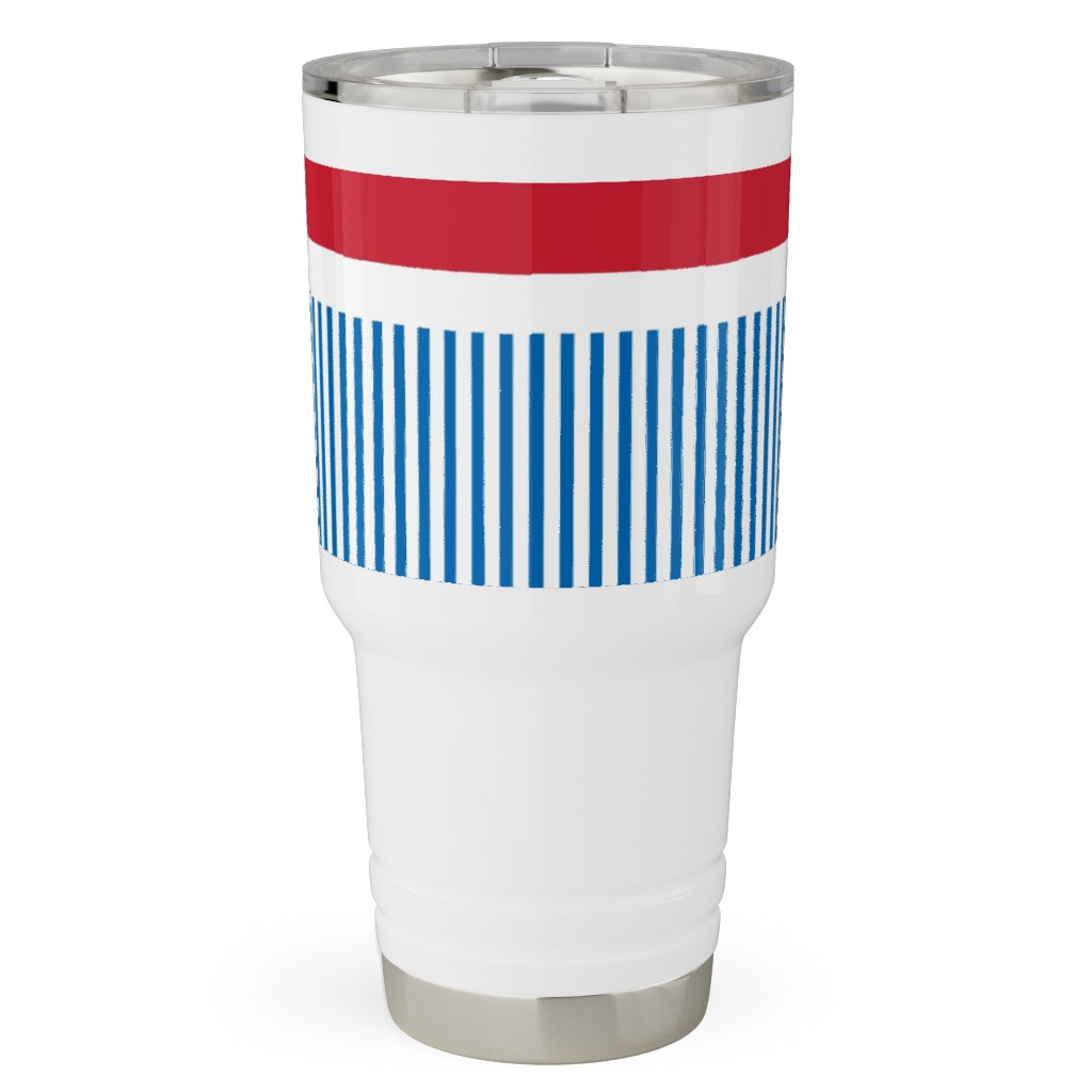 American Flag - Red, White and Royal Blue Travel Tumbler, 30oz, Blue