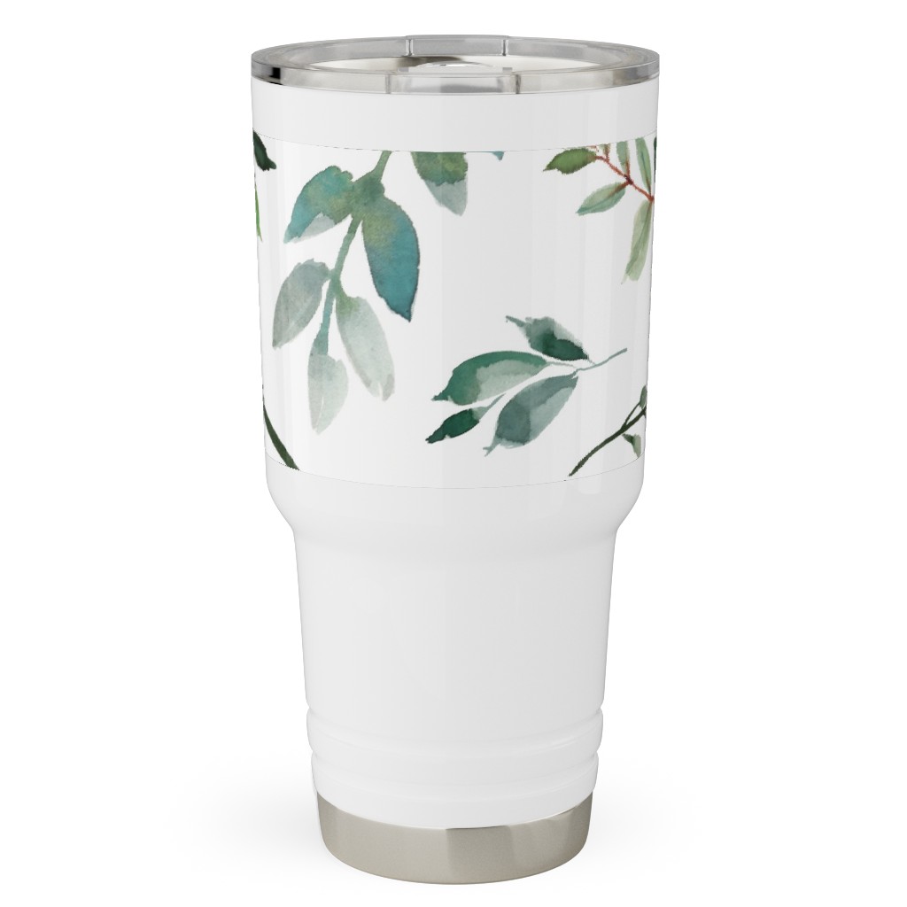 Paprika Floral Greenery Leafs - Green Travel Tumbler, 30oz, Green, Classic Green
