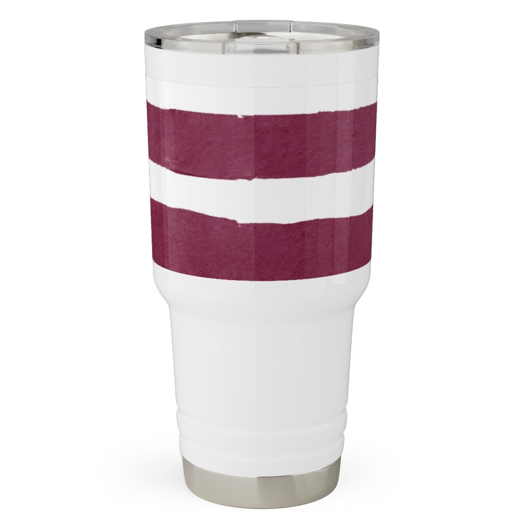 Stripe - Maroon Travel Tumbler, 30oz, Red, Red