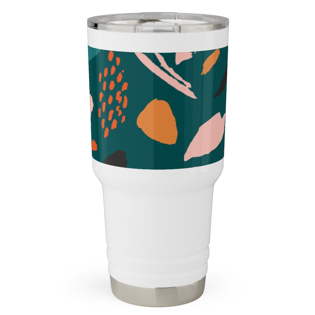 Splashes Pattern - Green Travel Tumbler, 30oz, Multicolor