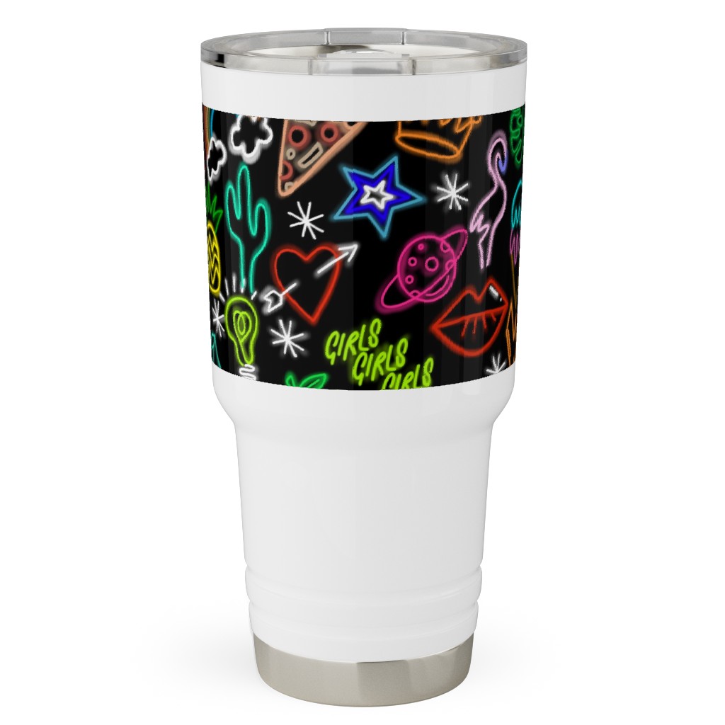 Neon Signs - Black Travel Tumbler, 30oz, Multicolor