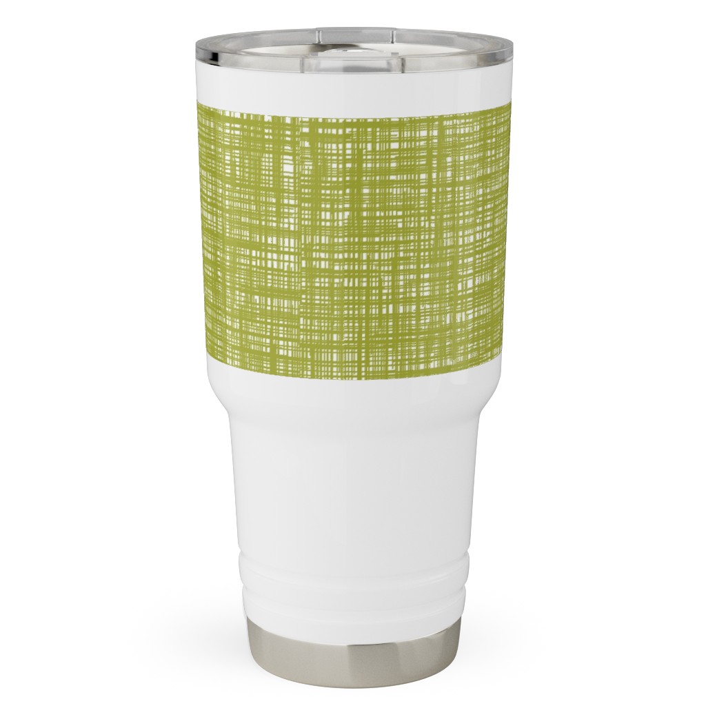 Linen Hatch Texture - Green Travel Tumbler, 30oz, Green, Classic Green