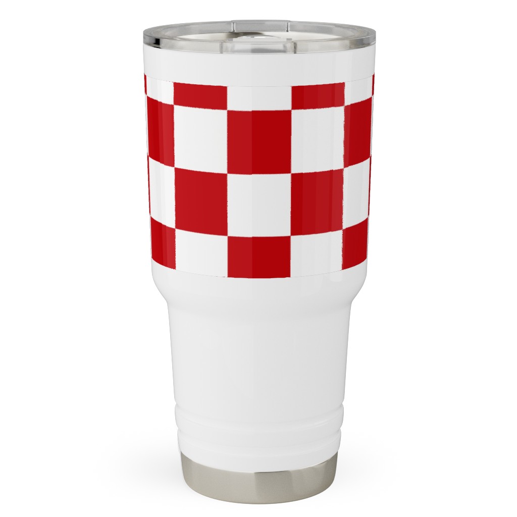 Checkerboard - Red and White Travel Tumbler, 30oz, Red