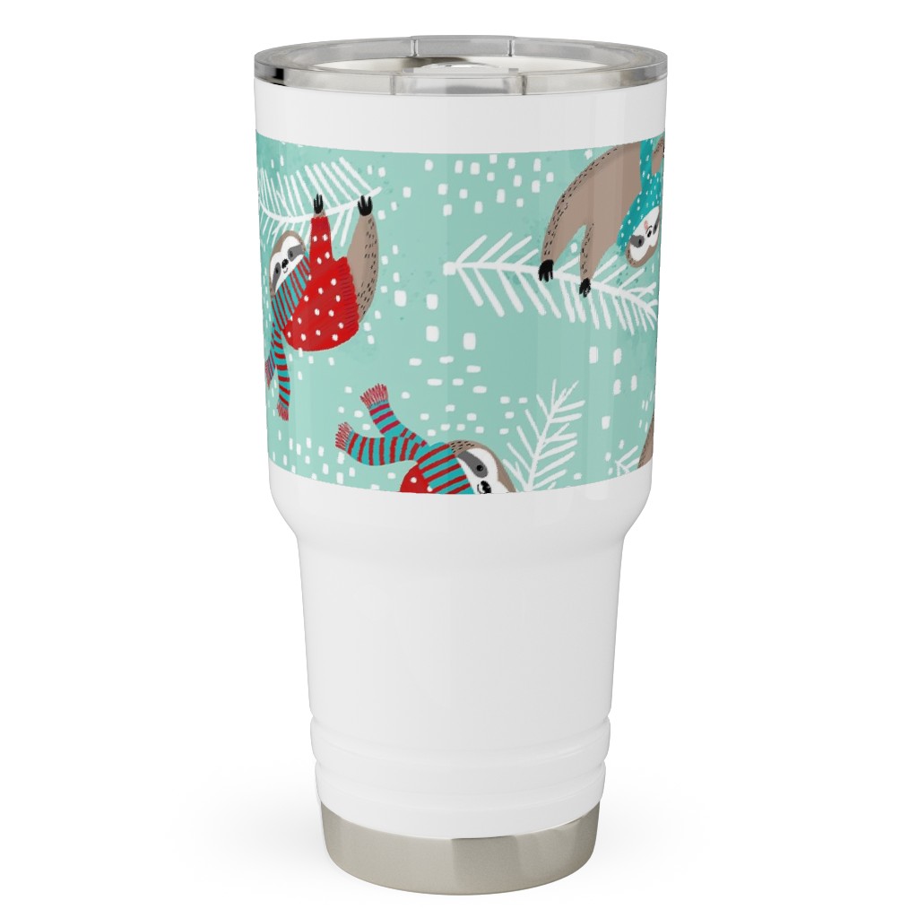 Snowy Sloths - Multi Travel Tumbler, 30oz, Multicolor