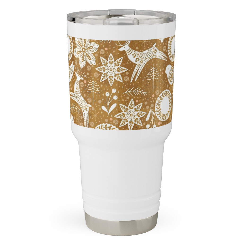 Gingerbread Forest - Brown Travel Tumbler, 30oz, Brown