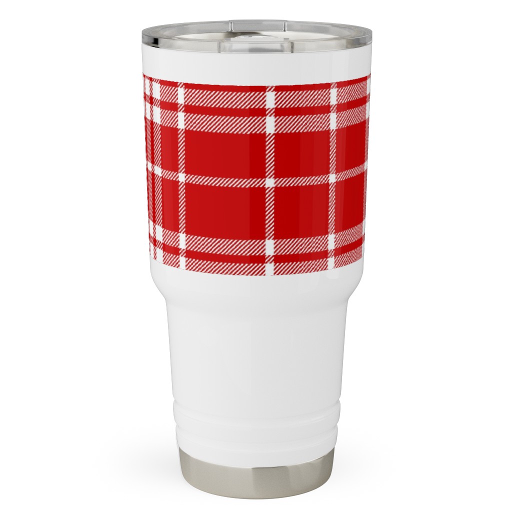 Tartan Check Travel Tumbler, 30oz, Red