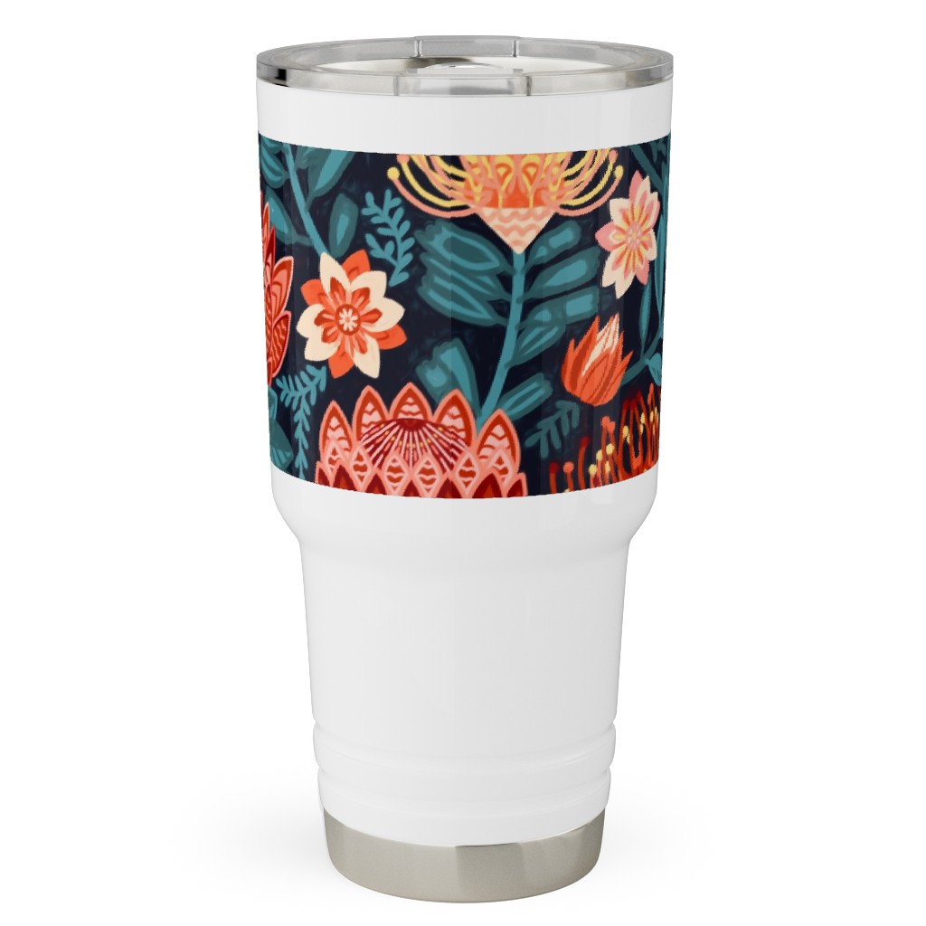 Protea Chintz - Navy Travel Tumbler, 30oz, Multicolor